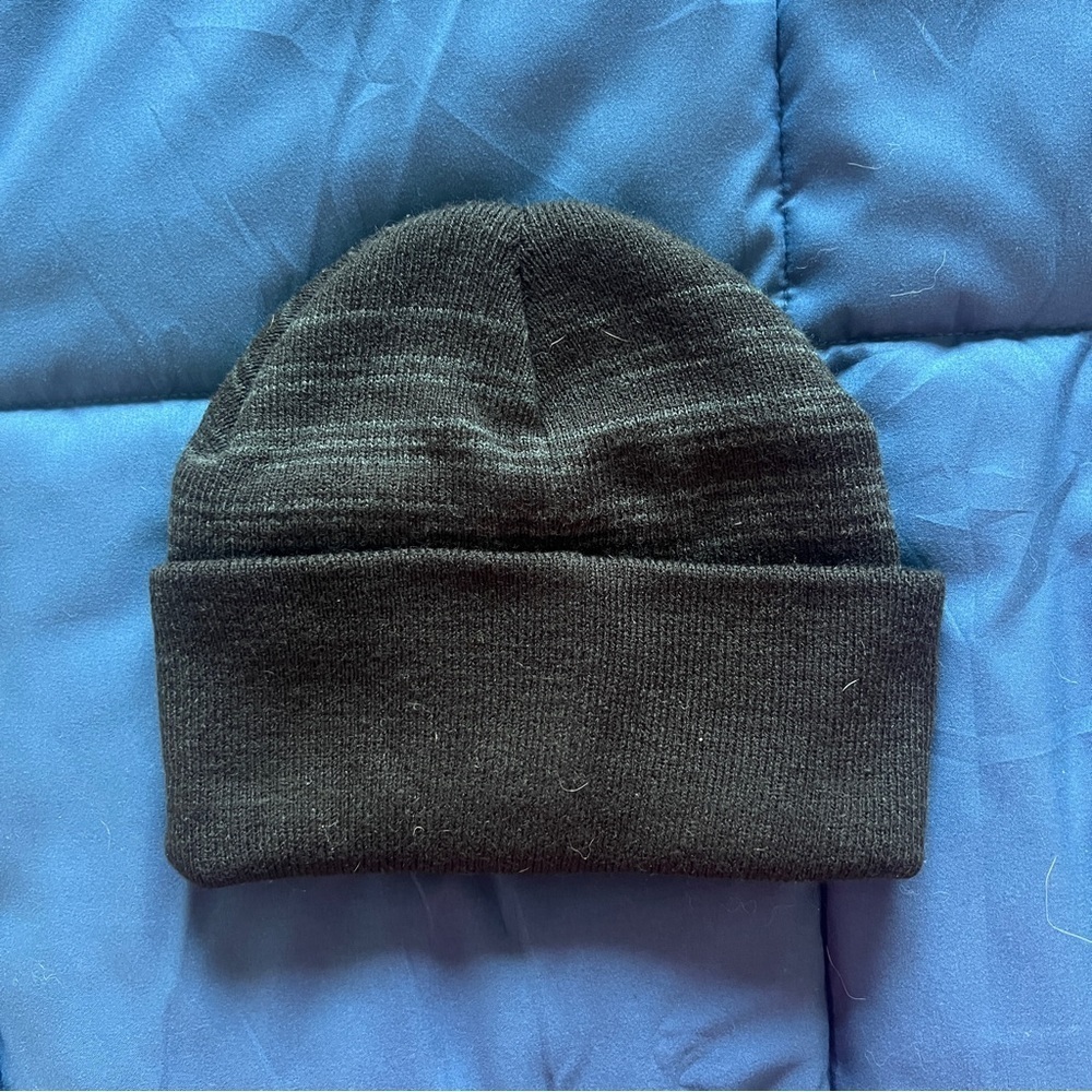 Black & Gray Knit Beanie | Unisex | Fold-Over Cuff